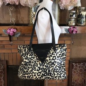 FURLA LEATHER ANIMAL PRINT SHOULDER BAG